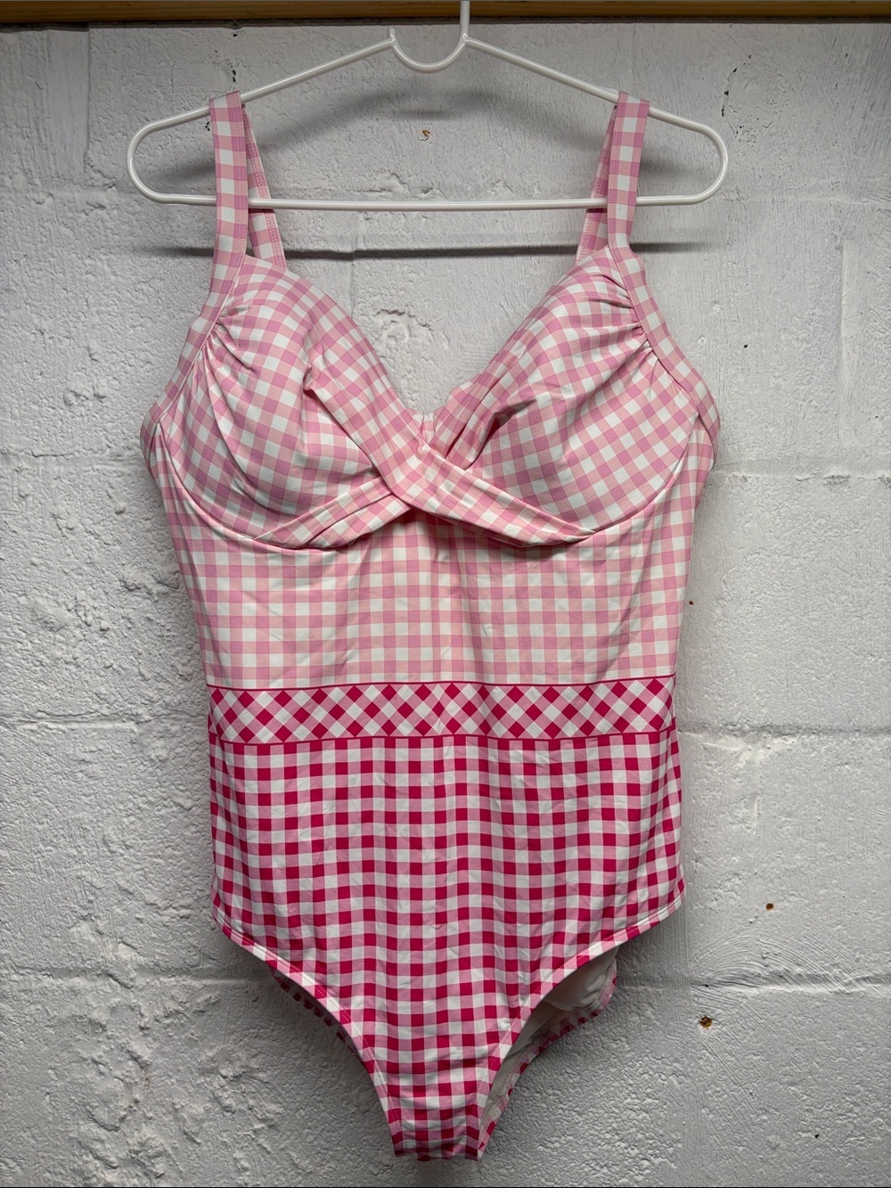 Draper James x Lands End | Pink Gingham One Piece Bathing Suit sz 18